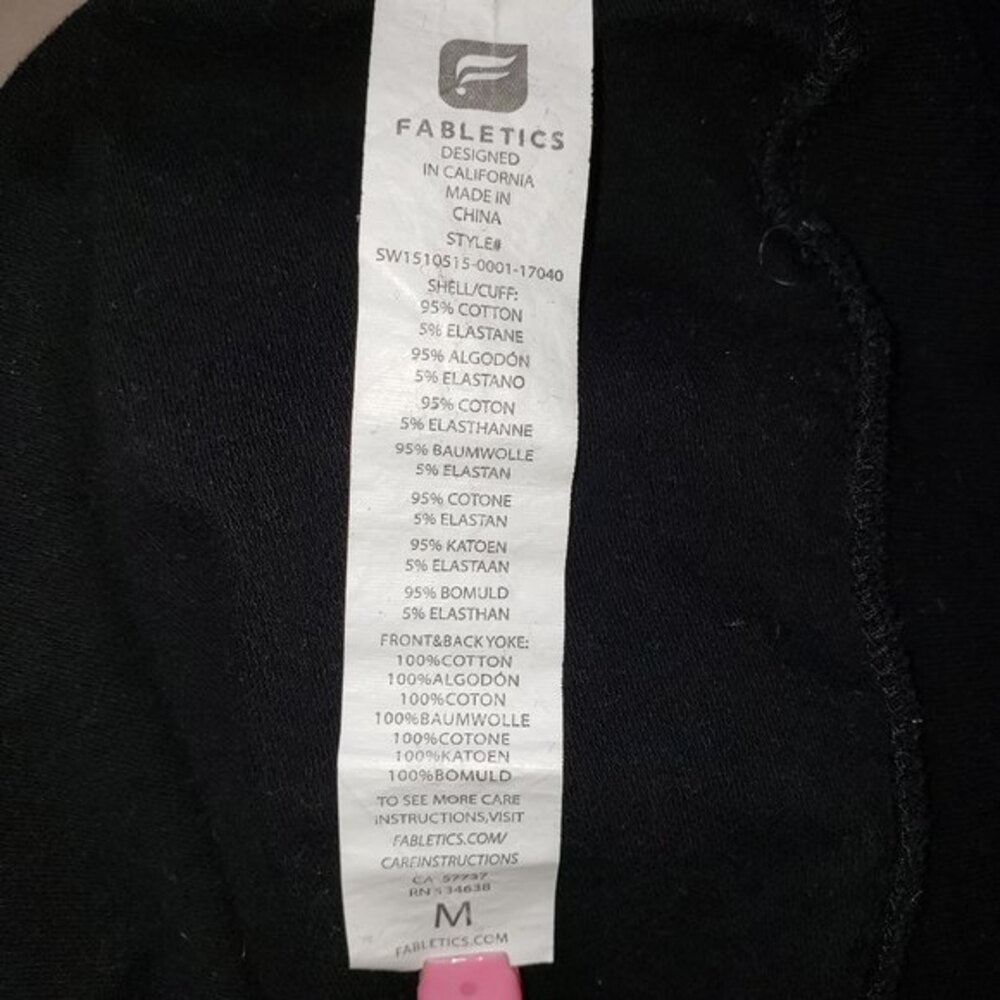 FABLETICS BLACK LONG SLEEVE FISHNET DETAILS TOP SIZE MEDIUM - Picture 5 of 7